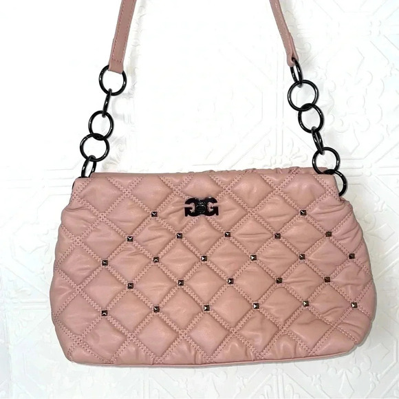 NWTโ Gilda Paris Pink Blush Soft Quilted Studded Chain Strap Handbag Purse - Picture 5 of 9